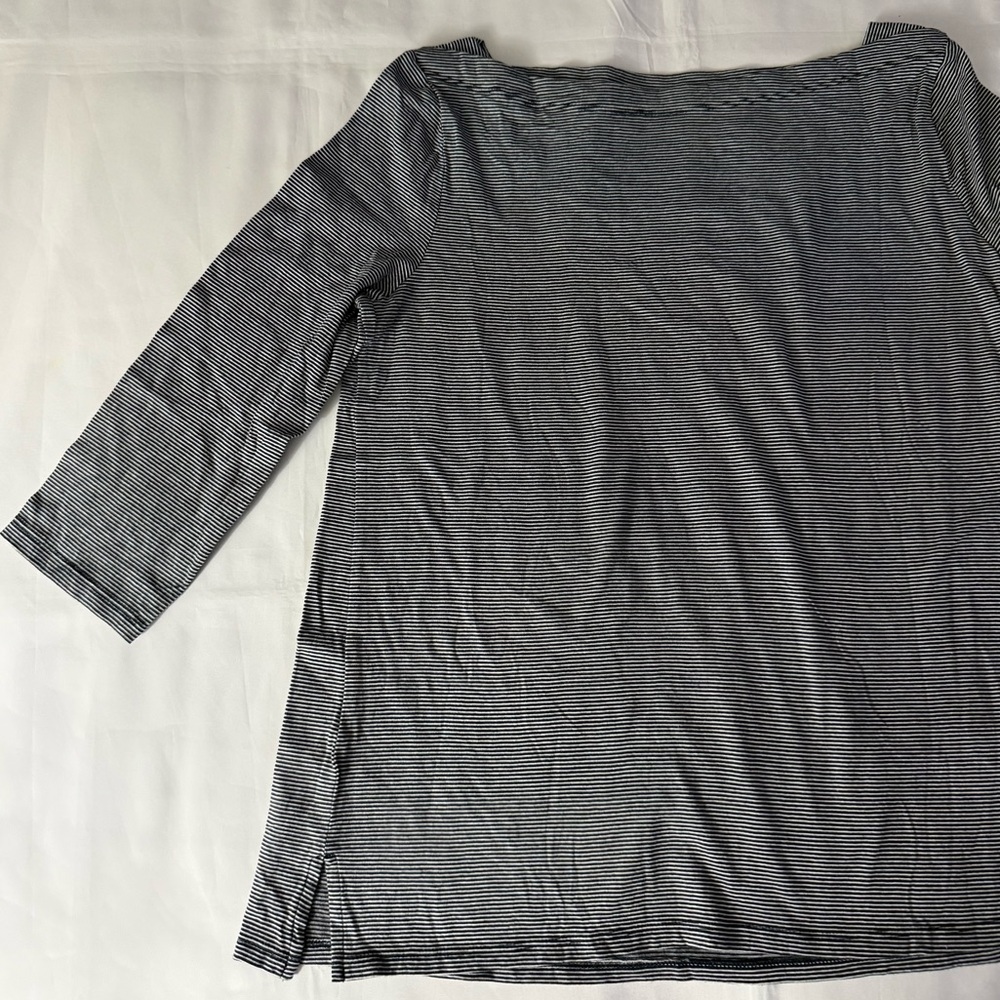 Ann Taylor LOFT Striped 3/4 Sleeves Shirt - Picture 2 of 11